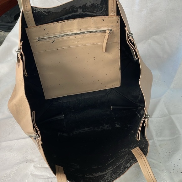 Rare Celine Horizontal Zip Gusset Cabas Tote Bag Large Shopper Beige Leather - Picture 13 of 16